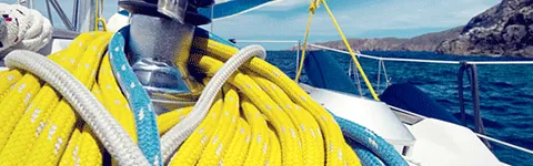 mooring ropes on the ship